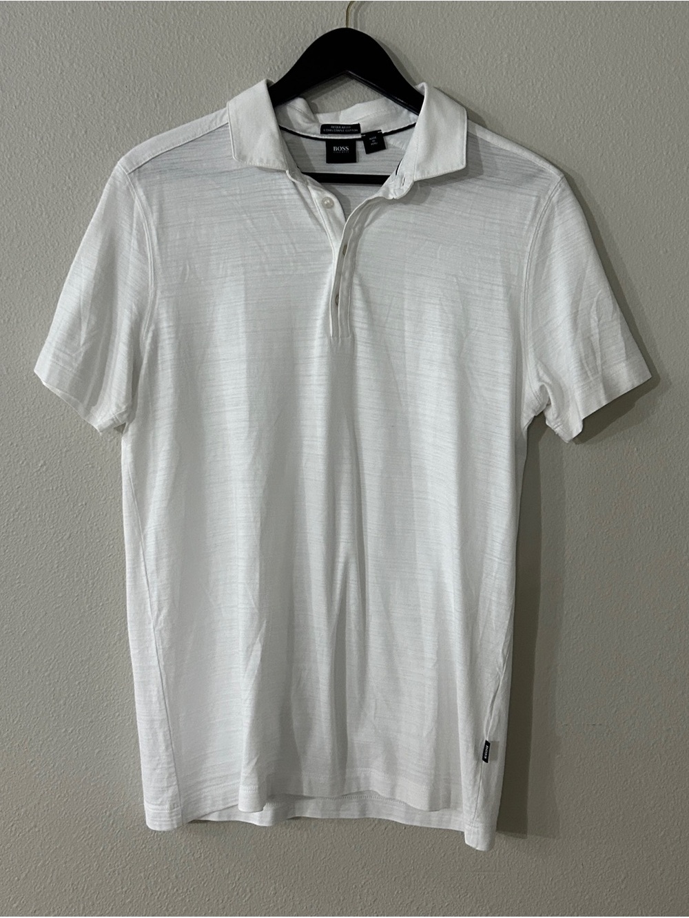 Hugo Boss White Men's Polo Shirt with Subtle Texture